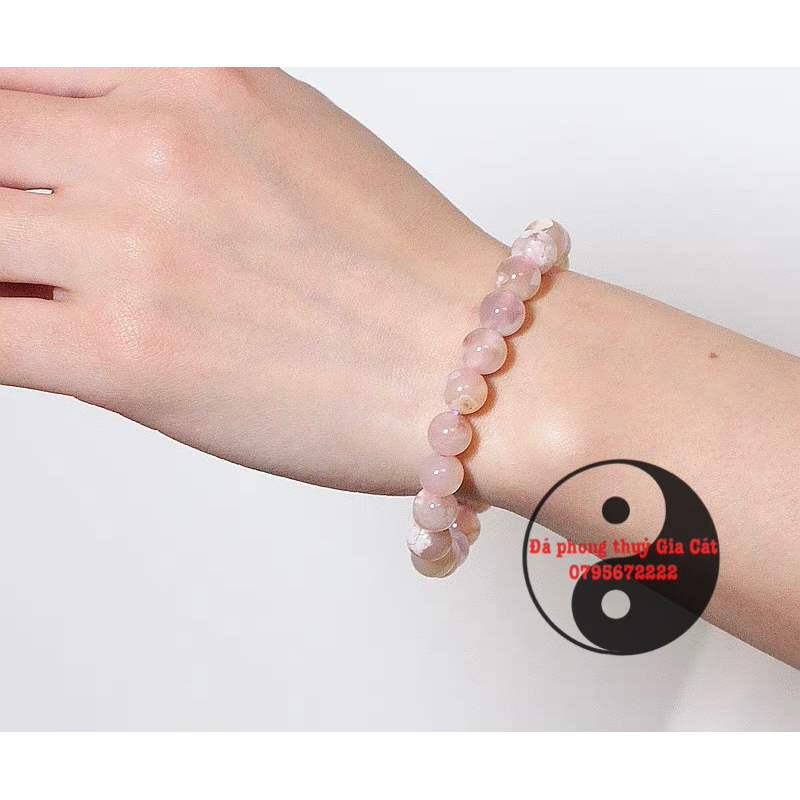 Vòng tay đá mã não hoa anh đào 5a kín vân đẹp kiểm định