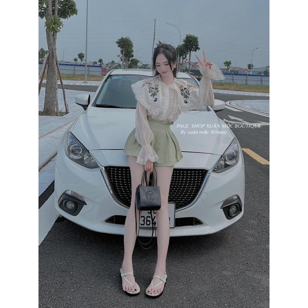 -Set áo bèo ren thêu hàng Quảng Châu phong cách thanh lịch kèm ảnh thật