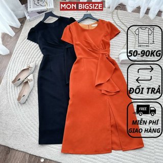 Váy bigsize nữ đầm dự tiệc đi chơi kiểu thiết kế phối tà chất tuyết mưa MON big size 50 - 90kg