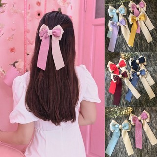 Kẹp tóc/ dây cột tóc nơ HWARANG phối lệch màu phong cách Hàn Quốc(mẫu nơ độc quyền tại HATI)