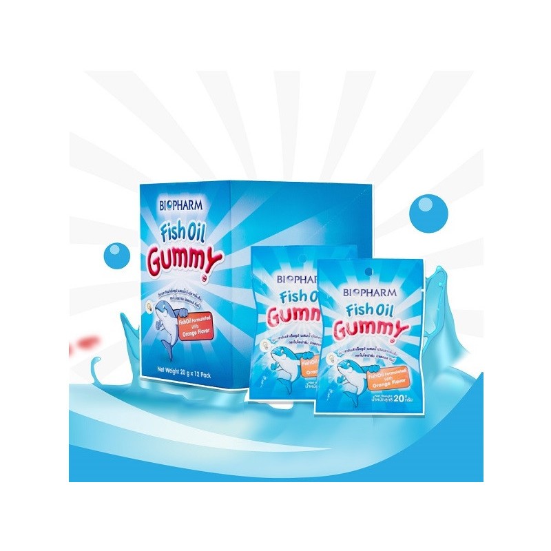 KẸO DẺO BỔ SUNG OMEGA-3 DHA BIOPHARM FISH OIL GUMMY HỘP 12 GÓI