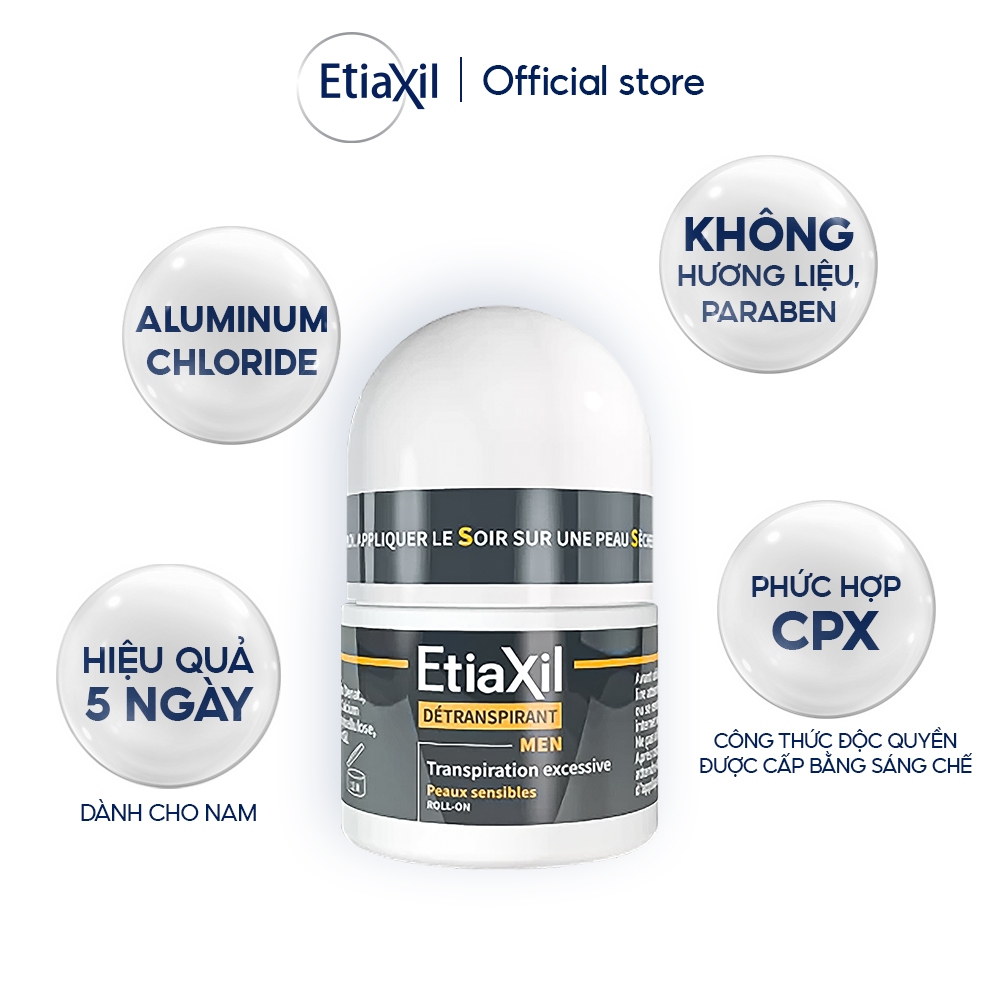 Combo 2 Lăn Khử Mùi Ngăn Mồ Hôi Etiaxil 15ml + Lăn Khử Mùi Ngăn Mồ Hôi Etaxil Men 15ml