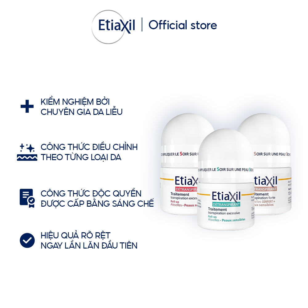 Combo 2 Lăn Khử Mùi Ngăn Mồ Hôi Etiaxil 15ml + Lăn Khử Mùi Ngăn Mồ Hôi Etaxil Men 15ml