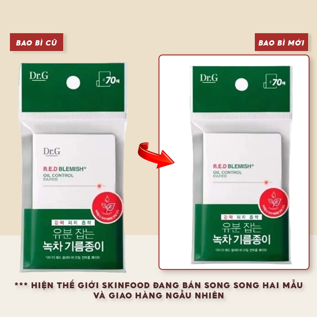 Giấy Thấm Dầu Kiểm Soát Dầu Nhờn Dành Cho Da Nhạy Cảm Dr.G R.E.D Blemish Oil Control Paper - 70 Tờ