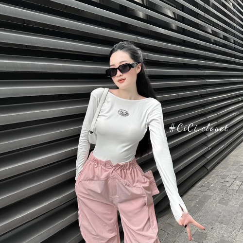 Áo thun nữ dài tay thiết kế hở lưng,Áo thun ôm body dài tay,khoét lưng sexy chất co giãn trẻ trung,cá tính