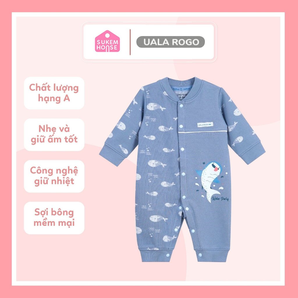 Bộ Body Sơ Sinh Dài Tay Chất Cotton Nỉ Uala&Rogo UR 3930 Hàng Chính Hãng An Toàn Cho Da Bé