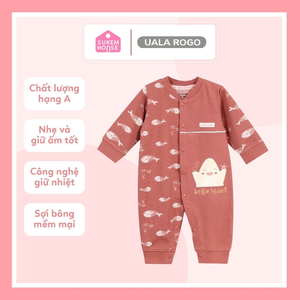 Bộ Body Sơ Sinh Dài Tay Chất Cotton Nỉ Uala&Rogo UR 3930 Hàng Chính Hãng An Toàn Cho Da Bé