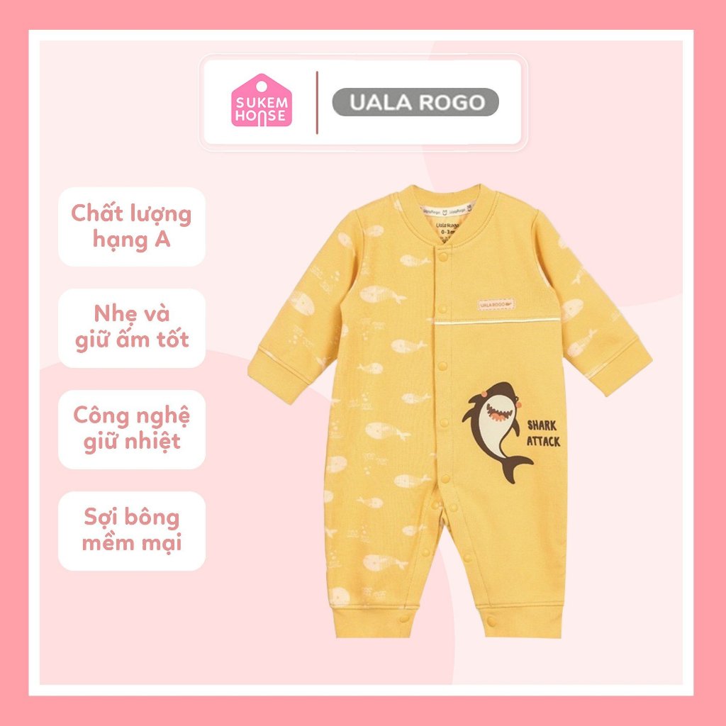 Bộ Body Sơ Sinh Dài Tay Chất Cotton Nỉ Uala&Rogo UR 3930 Hàng Chính Hãng An Toàn Cho Da Bé