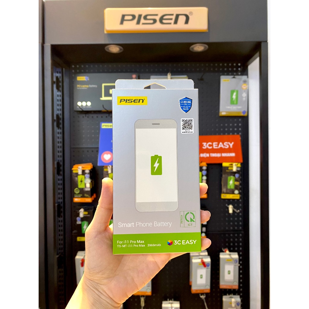 Pin Pisen dung lượng chuẩn cho IP từ 6 đến 12 promax, Bảo hành 12 tháng - Hàng chính hãng