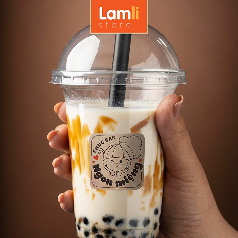 89 Tem nhãn dán Chúc Bạn Ngon Miệng | Sticker tiếng Việt | Chất liệu: Decal Kraft nâu | Kt: 3cm