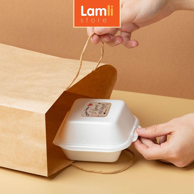 89 Tem nhãn dán Chúc Bạn Ngon Miệng | Sticker tiếng Việt | Chất liệu: Decal Kraft nâu | Kt: 3cm