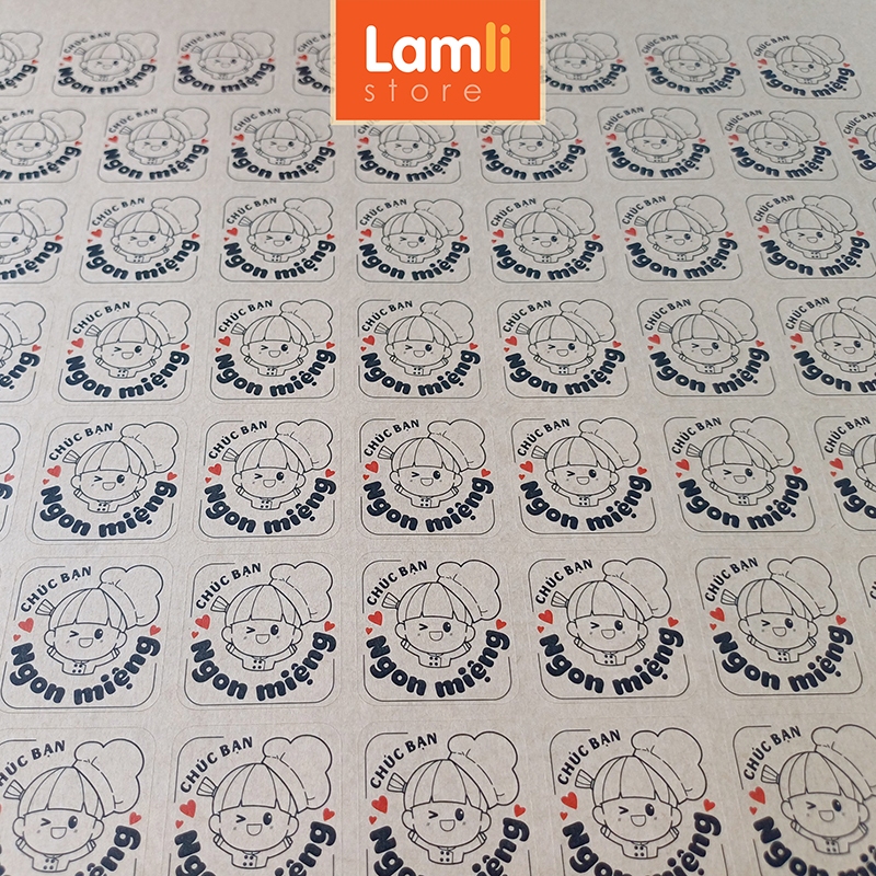 89 Tem nhãn dán Chúc Bạn Ngon Miệng | Sticker tiếng Việt | Chất liệu: Decal Kraft nâu | Kt: 3cm