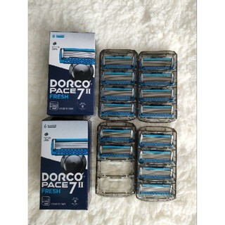 DORCO PACE 7II FRESH(Hộp gồm1 dao cạo kèm lưỡi+14 đầu dao thay thế+1 bọt cạo râu 210ml) Nội địa Hàn