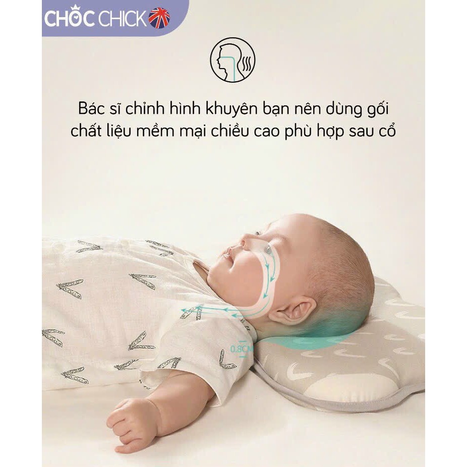 Gối cao su non CHOC CHICK  Gối cao su non chống bẹt đầu cho bé hình đám mây cho bé sơ sinh đến 2 tuổi 36*23*2.5cm