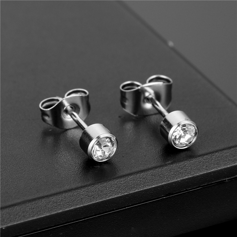 1 chiếc - Bông tai zircon loại nhỏ 4mm