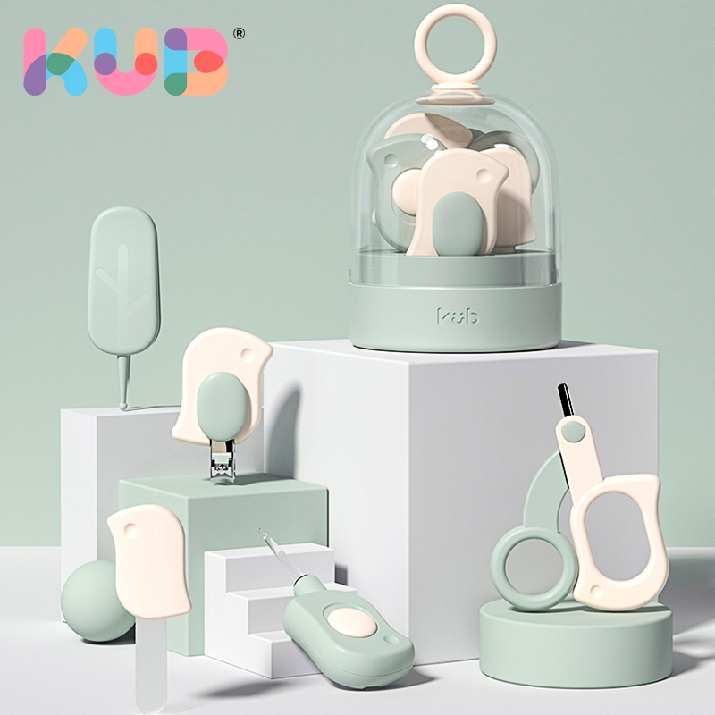 Bộ cắt móng tay cho bé KUB bằng thép không gỉ chuyên dụng cho bé sơ sinh, gồm dụng cụ cắt móng tay, tăm bông nhưa ABS