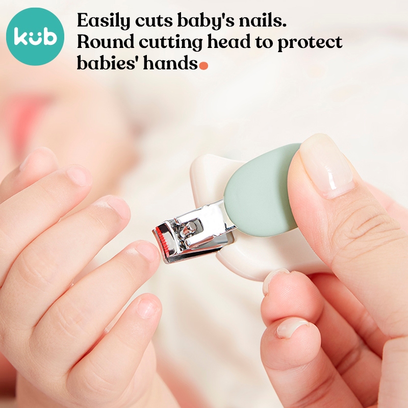 Bộ cắt móng tay cho bé KUB bằng thép không gỉ chuyên dụng cho bé sơ sinh, gồm dụng cụ cắt móng tay, tăm bông nhưa ABS