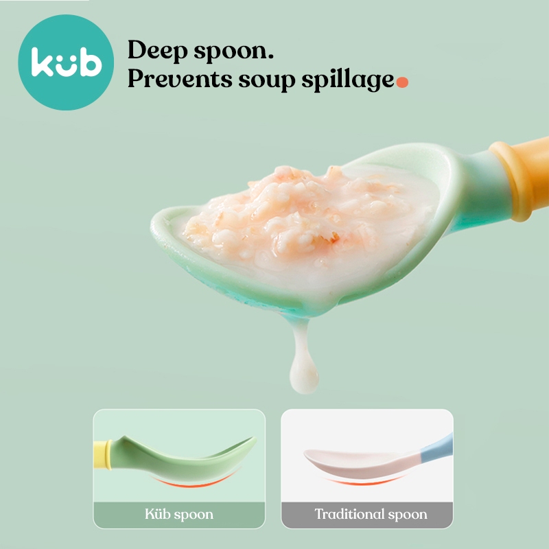 Bộ thìa và dĩa KUB BPA Free 360 độ uốn cong hình chú chim cánh cụt dễ thương cho bé