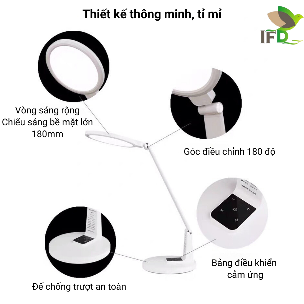 Đèn Bàn Học AIFANDA Chông Cận, Sạc Không Dây, Công Suất 15W- Dùng Học Tập, Làm Việc| HÀNG CHÍNH HÃNG BAO HÀNH 12 THÁNG