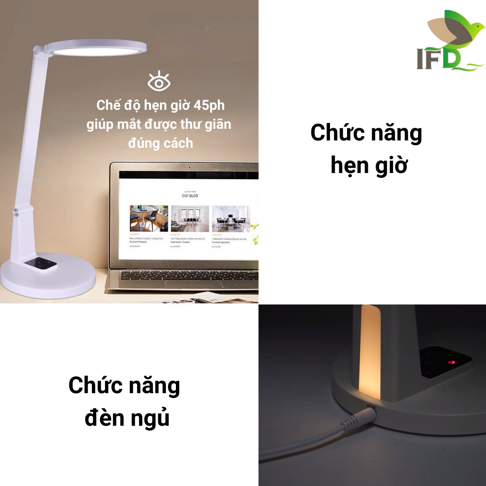 Đèn Bàn Học AIFANDA Chông Cận, Sạc Không Dây, Công Suất 15W- Dùng Học Tập, Làm Việc| HÀNG CHÍNH HÃNG BAO HÀNH 12 THÁNG