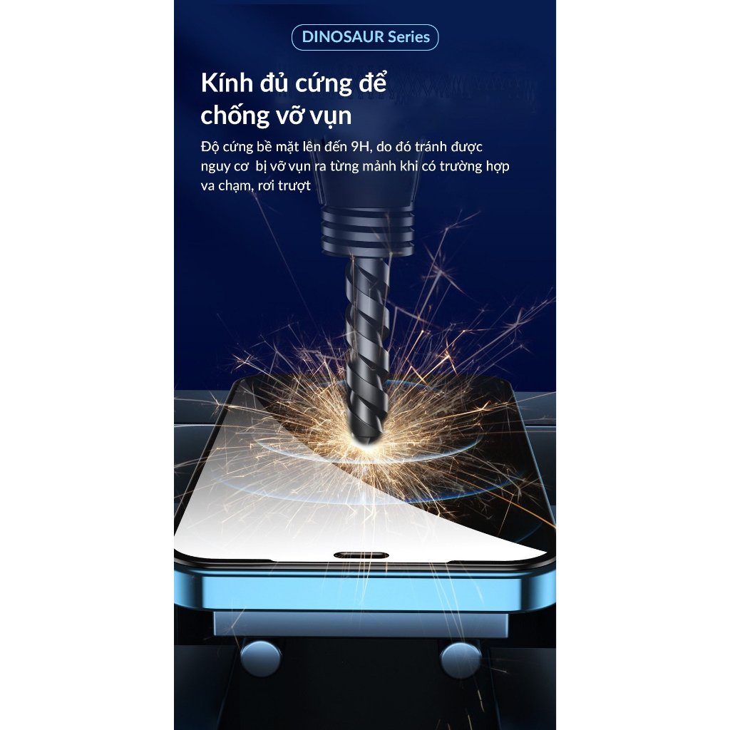Kính cường lực iphone CAO CẤP Bagi Dinosaur 9H dành cho Iphone 15 15promax Chống nước, chống va đập, chống bụi