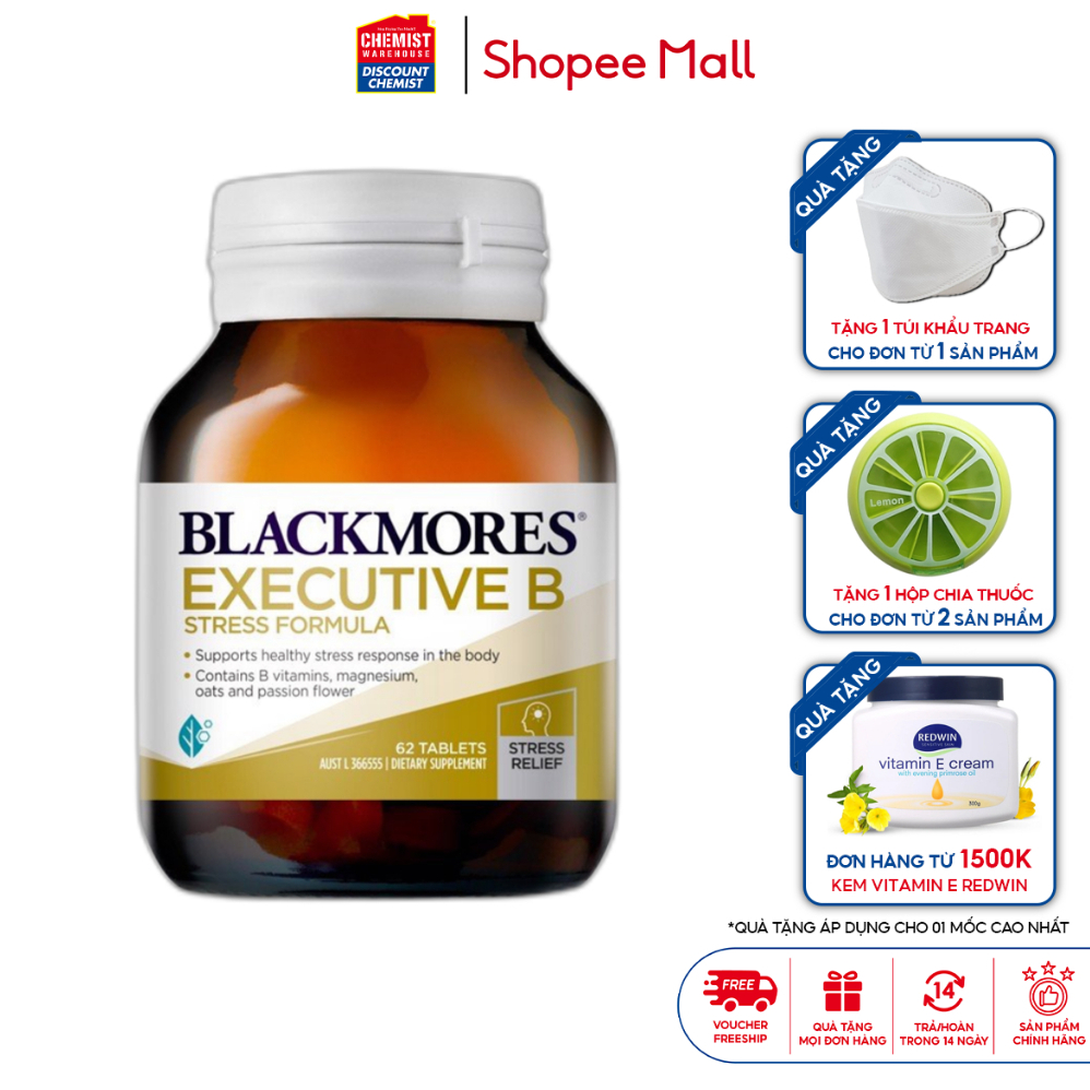 Viên uống hỗ trợ giảm căng thẳng, mệt mỏi Blackmores Executive B Stress Formula 62 viên