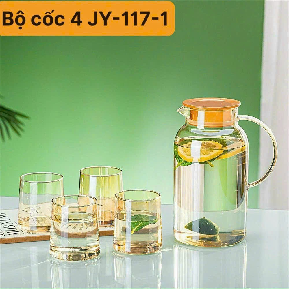 Bộ bình kèm 6 cốc thủy tinh sang trọng hiện đại có hộp đựng làm quà tặng và nhiều mẫu đẹp