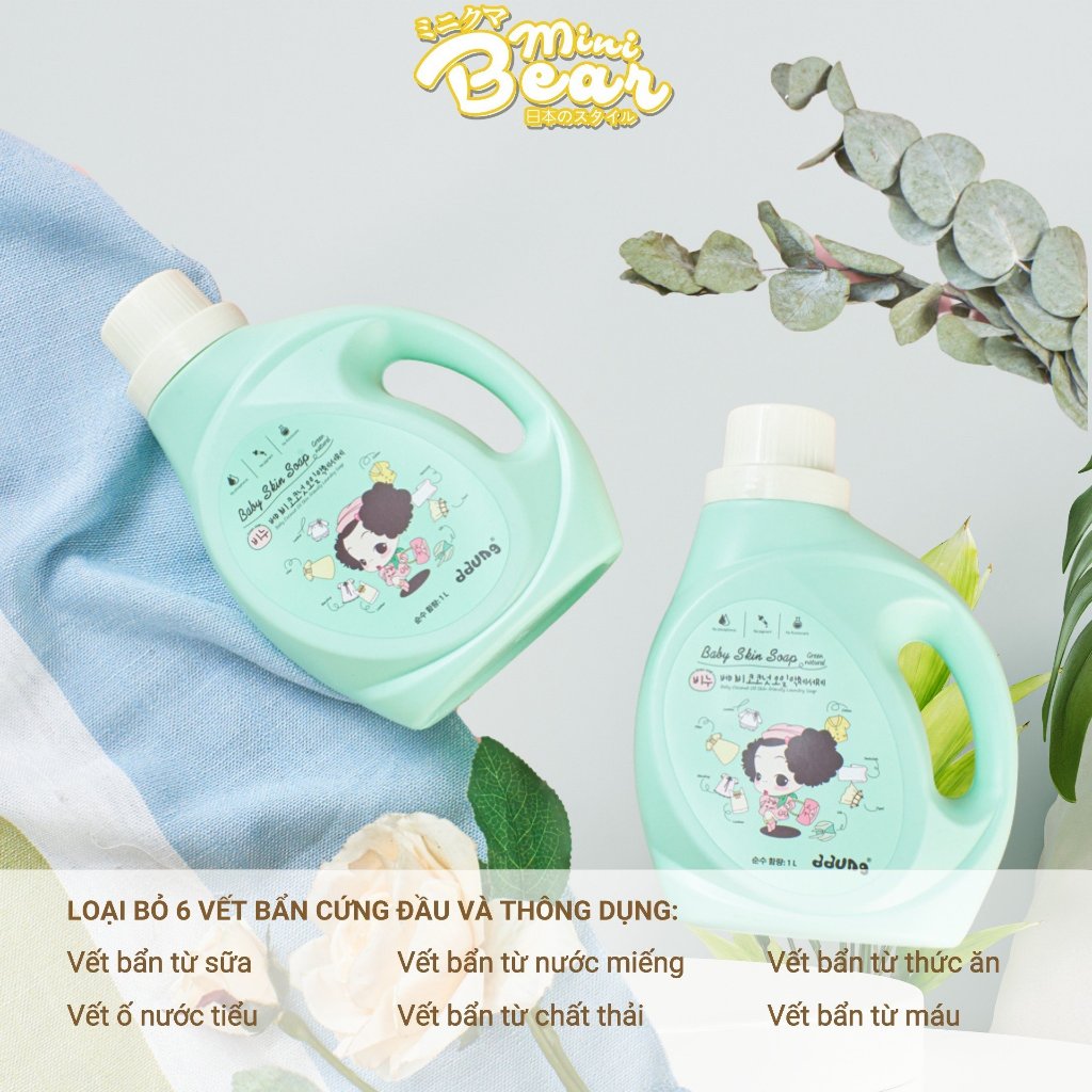 Nước giặt xả nước hoa Minibear, giặt siêu sạch siêu thơm mềm vải, ddung.