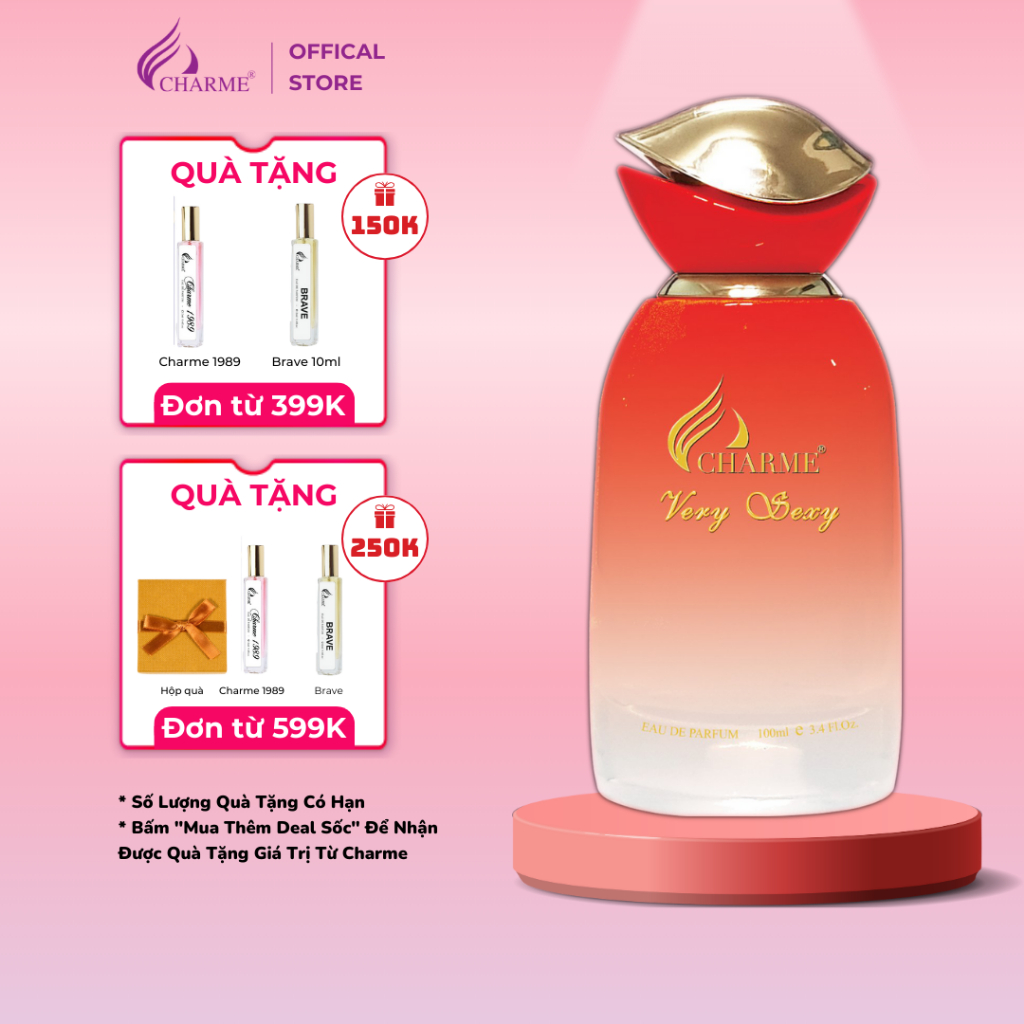 Nước hoa nữ cao cấp, Charme Very Sexy, mùi hương tươi mát, sảng khoái kèm theo chút ấm áp, 100ml