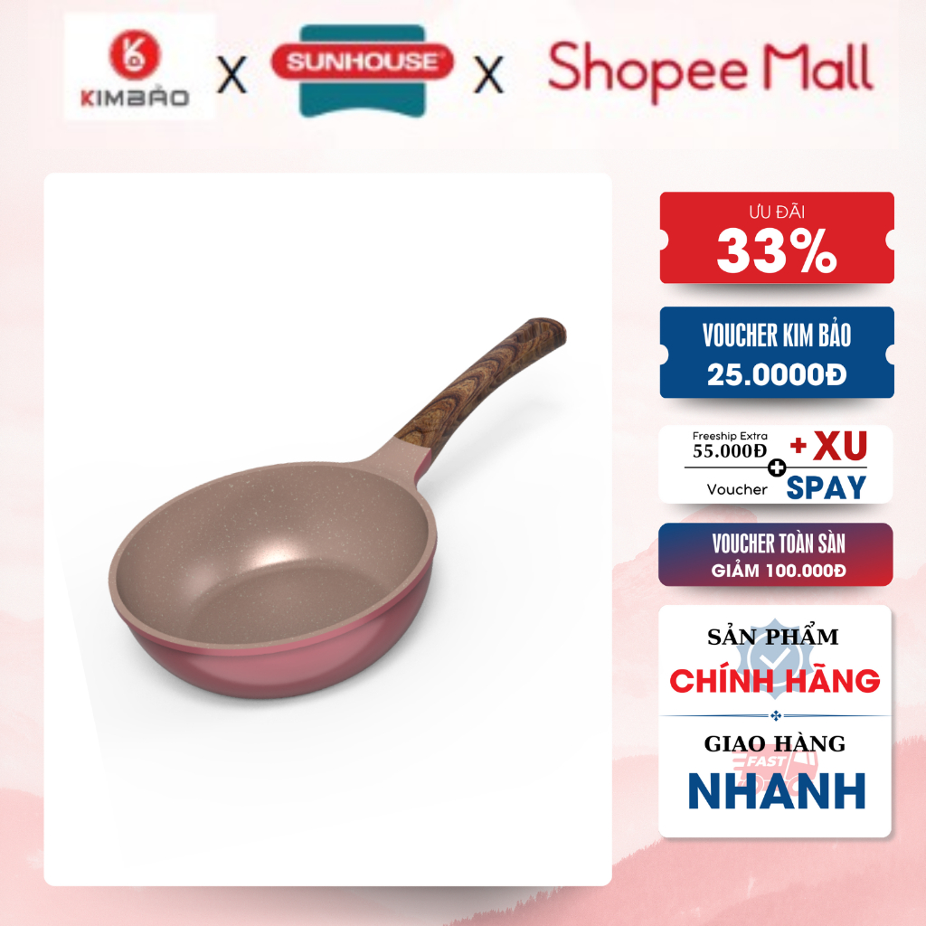 Chảo sâu chống dính siêu bền đá Dura pro SUNHOUSE DP20MP DP24MP (20/24CM) KO KÉN BẾP