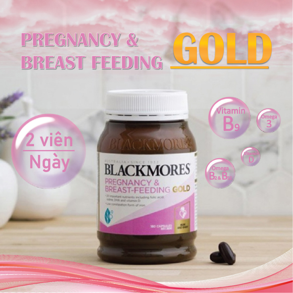 Vitamin bầu Blackmores Pregnancy And Breast Feeding Gold của Úc, bổ sung vitamin tổng hợp cho bà bầu hộp 180 viên