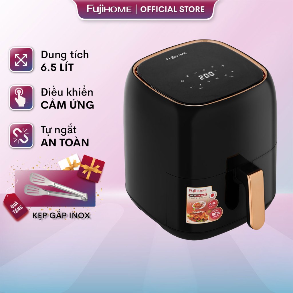 Nồi chiên không dầu Fujihome A6DB nhập khẩu 6.5L công suất 1600W, nồi chiên điện tử không hơi nước