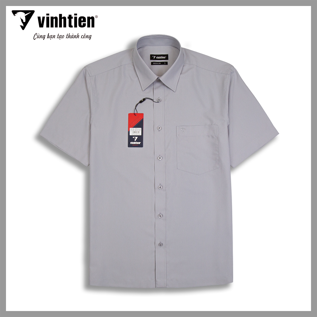 Áo sơ mi ngắn tay nam dáng suông màu trơn Vĩnh Tiến 345