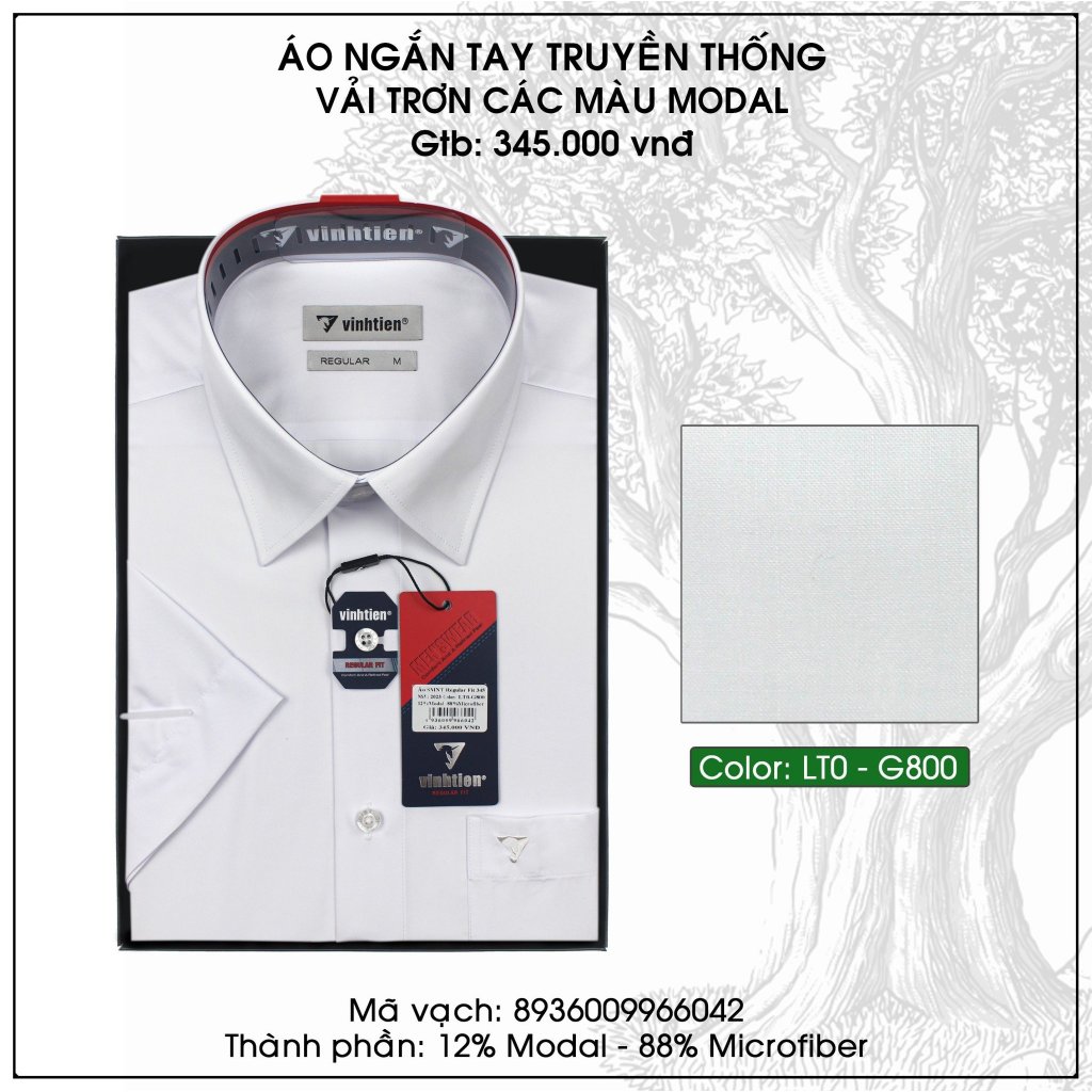 Áo sơ mi ngắn tay nam dáng suông màu trơn Vĩnh Tiến 345