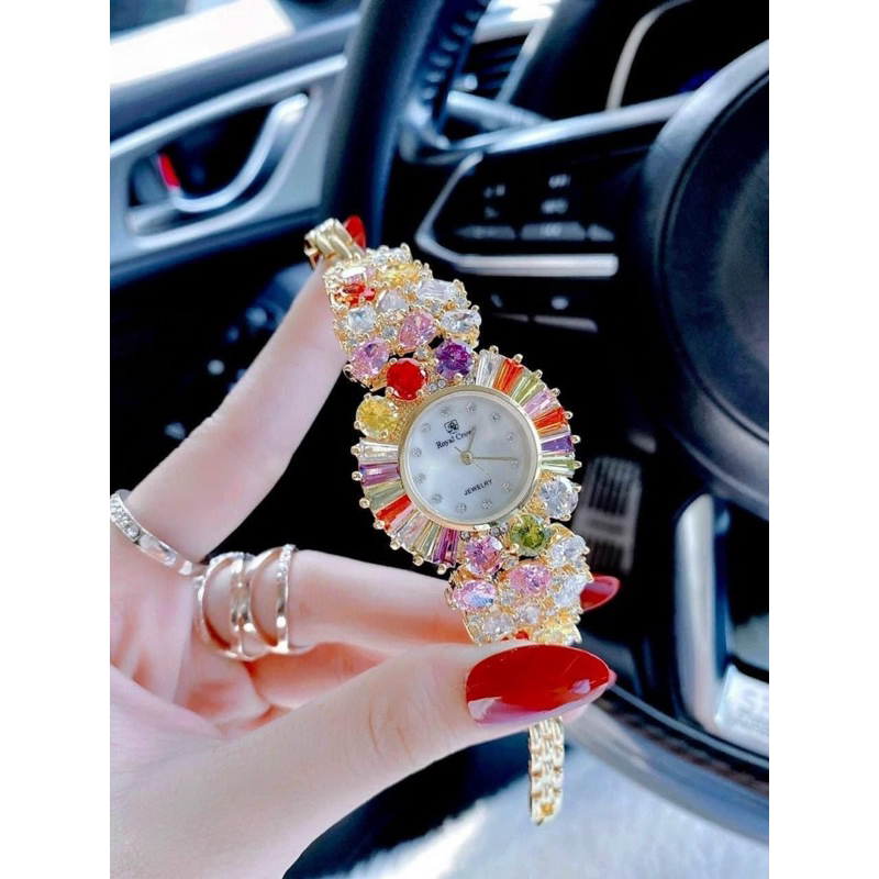 Đồng hồ Nữ Royal Crown 5396 ,6525, mặt tròn dây đính đá chính hãng