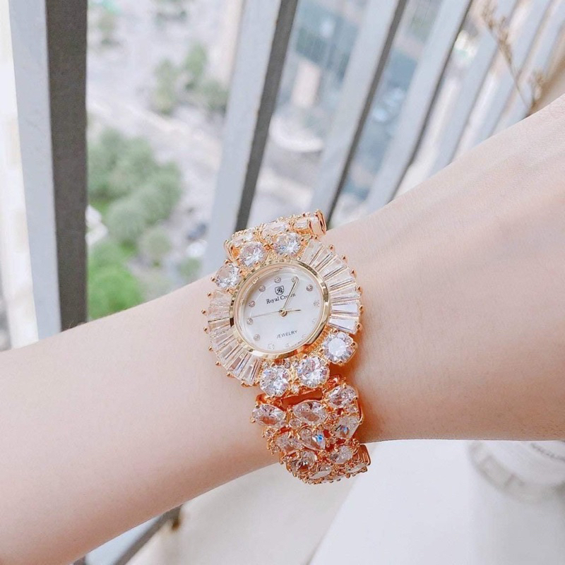 Đồng hồ Nữ Royal Crown 5396 ,6525, mặt tròn dây đính đá chính hãng