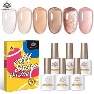 BORN PRETTY 10ml Set Sơn Gel Thạch 6 Màu Sơn Móng Tay Gel Thạch Set Nail Thạch Nude Gel