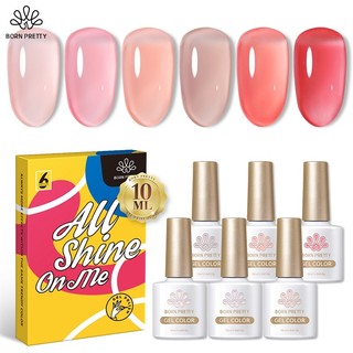 Born pretty sơn gel thạch set 6 màu sơn thạch set sơn gel màu hồng thạch sơn móng tay gel 10ml