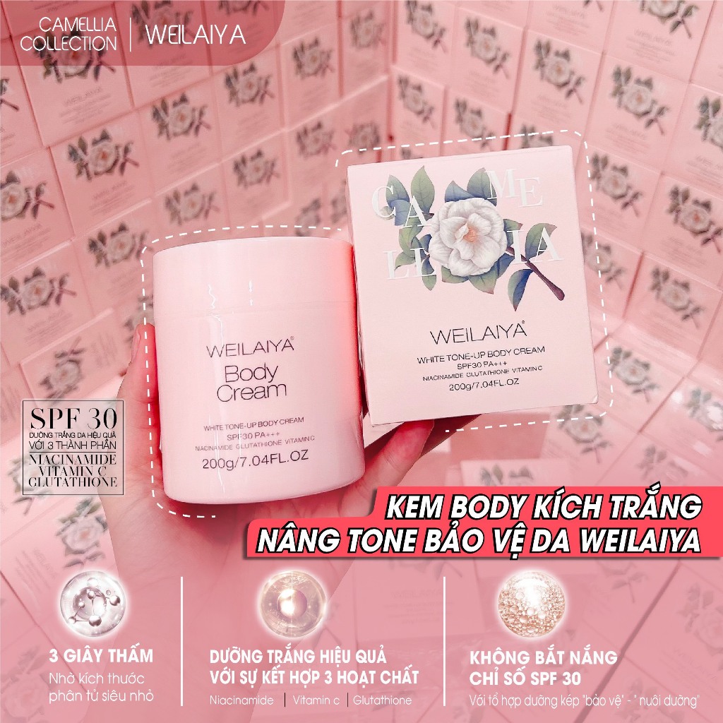 Kem dưỡng trắng da body hương hoa trà Weilaiya 200gram