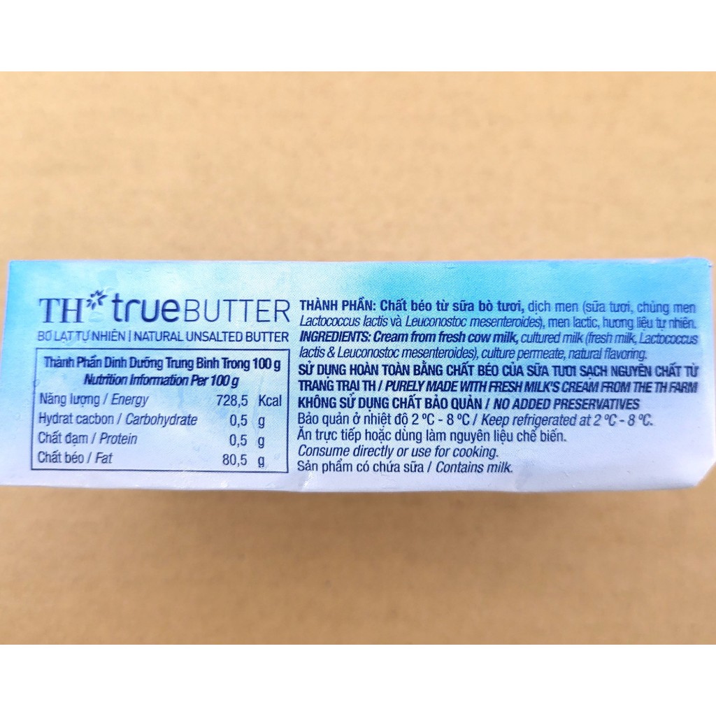 TH TRUE - khối 200g - BƠ LẠT TỰ NHIÊN / Natural Unsalted Butter