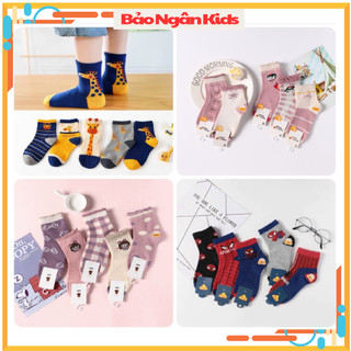 Set 5 Đôi Tất Cho Bé Trai Bé Gái 1-12 Tuổi Hình Dễ Thương Cho Bé