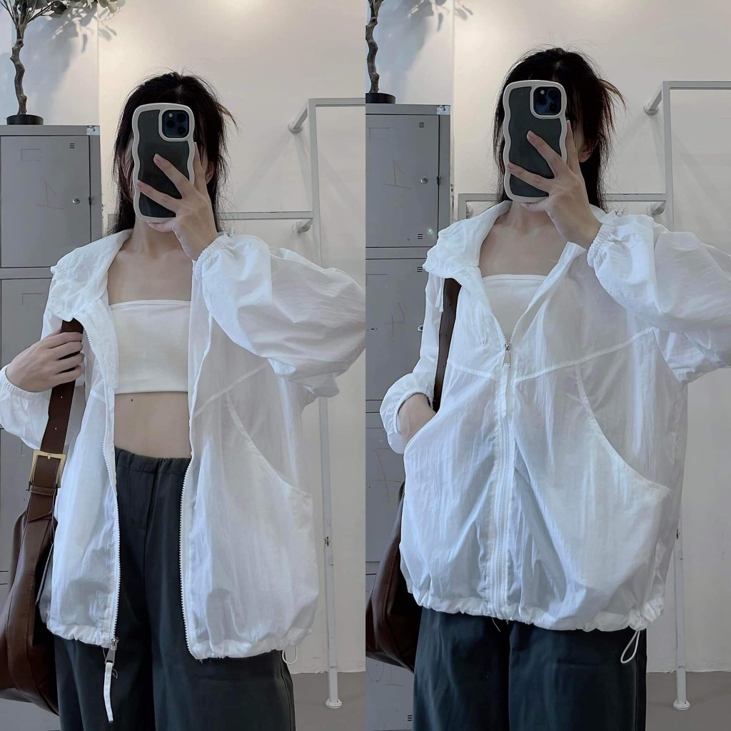 Áo khoác nhẹ Nam Nữ unisex vải dù nhật nón 2 lớp form dài rộng phong cách trường học siêu nhẹ MS34
