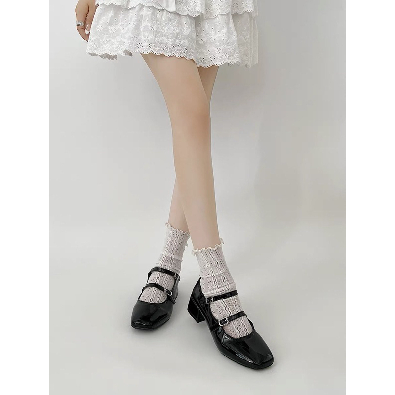 Giày Lolita mũi vuông kiểu dáng Bale Retro đế cao 5cm chất da PU cao cấp phù hợp đi chơi đi học