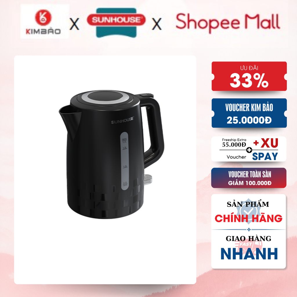 Ấm siêu tốc nhựa 1.7L SUNHOUSE SHD1306