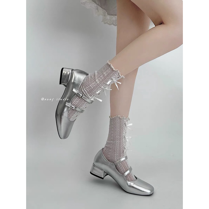 Giày Lolita mũi vuông kiểu dáng Bale Retro đế cao 5cm chất da PU cao cấp phù hợp đi chơi đi học