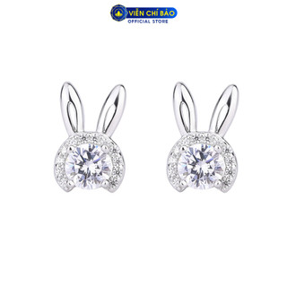 Bông tai bạc nữ rabbit đính đá bạc 925 - Viễn Chí Bảo B400880