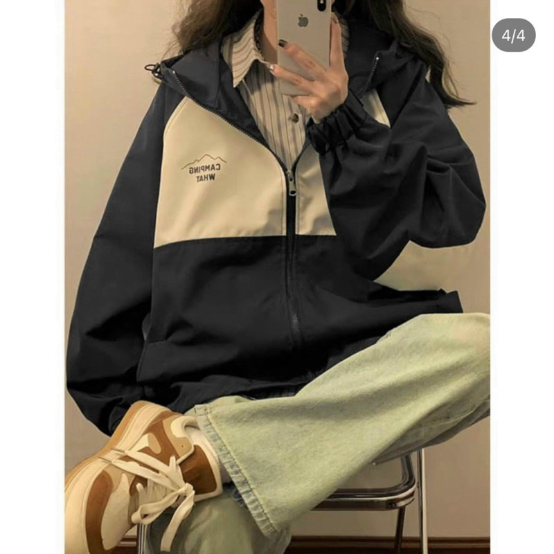 Áo khoác dù Camping What form rộng 2 lớp