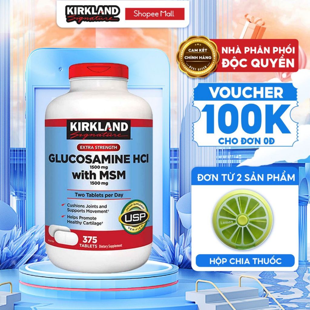 Bổ xương Glucosamine 1500mg & MSM 1500mg 375 viên Kirkland Signature bổ sung các vấn đề về xương khớp