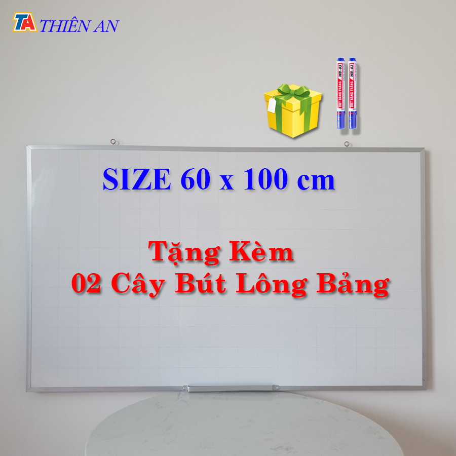 Bảng Viết Bút Lông Bảng Trắng Viết Bút Lông Treo Tường SIZE 60x100 cm - TẶNG 2 BÚT LÔNG BẢNG Bảng Mica Trắng Thiên An