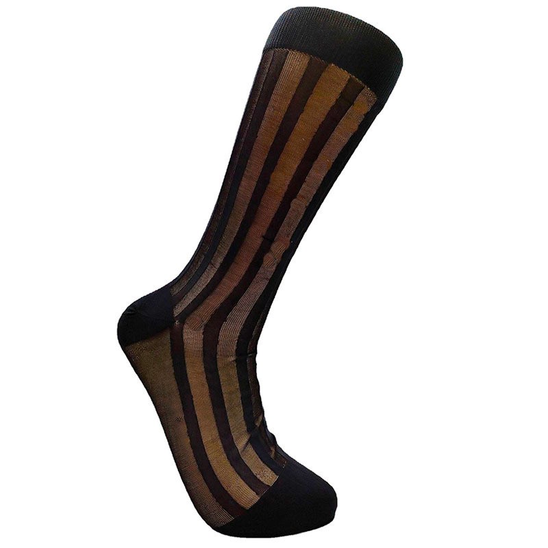 SS035_Tất Sheer Socks Đen Sọc To